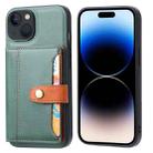 For iPhone 15 Calfskin Card Slot TPU Hybrid PU Phone Case(Green) - 1