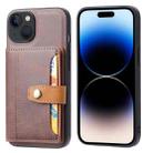 For iPhone 15 Plus Calfskin Card Slot TPU + PU Phone Case(Brown) - 1