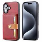 For iPhone 16 Calfskin Card Slot TPU Hybrid PU Phone Case(Red) - 1