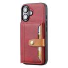 For iPhone 16 Calfskin Card Slot TPU Hybrid PU Phone Case(Red) - 2