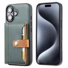 For iPhone 16 Calfskin Card Slot TPU Hybrid PU Phone Case(Green) - 1