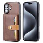 For iPhone 16 Calfskin Card Slot TPU Hybrid PU Phone Case(Brown) - 1