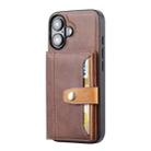 For iPhone 16 Calfskin Card Slot TPU Hybrid PU Phone Case(Brown) - 2