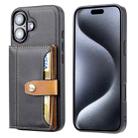 For iPhone 16 Calfskin Card Slot TPU Hybrid PU Phone Case(Black) - 1