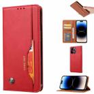 For iPhone 15 Pro Max Knead Skin Texture Horizontal Flip Leather Phone Case(Red) - 1