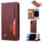 For iPhone 15 Pro Max Knead Skin Texture Flip Leather Phone Case(Wine Red) - 1