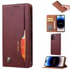 For iPhone 15 Pro Knead Skin Texture Horizontal Flip Leather Phone Case(Wine Red) - 1