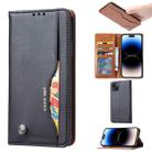 For iPhone 15 Knead Skin Texture Horizontal Flip Leather Phone Case(Black) - 1