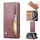 For iPhone 16 Pro Max Knead Skin Texture Flip Leather Phone Case(Wine Red) - 1