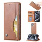 For iPhone 16 Pro Max Knead Skin Texture Flip Leather Phone Case(Brown) - 1