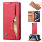 For iPhone 16 Plus Knead Skin Texture Flip Leather Phone Case(Red) - 1