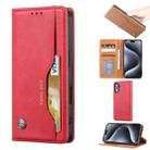 For iPhone 16 Knead Skin Texture Flip Leather Phone Case(Red) - 1