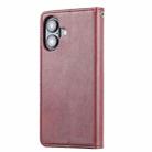 For iPhone 16 Knead Skin Texture Flip Leather Phone Case(Wine Red) - 3