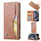 For iPhone 16 Knead Skin Texture Flip Leather Phone Case(Brown) - 1