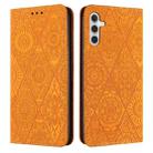 For Samsung Galaxy S24 5G Ethnic Embossed Adsorption Leather Phone Case(Yellow) - 1