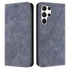 For Samsung Galaxy S24 Ultra 5G Ethnic Embossed Adsorption Leather Phone Case(Grey) - 1