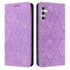 For Samsung Galaxy A35 Ethnic Embossed Adsorption Leather Phone Case(Purple) - 1