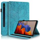 For Samsung Galaxy Tab S9 / S8 / S7 Life Tree Series Horizontal Flip Leather Tablet Case(Lake Blue) - 1
