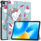 For Huawei MatePad 11.5 2023 Custer Painted 3-Fold Holder Smart Leather Tablet Case(Unicorn) - 1