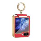 For Samsung Galaxy Z Flip5 Colorful PU Phone Case with Ring Holder(Red) - 1