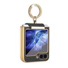 For Samsung Galaxy Z Flip5 Colorful PU Phone Case with Ring Holder(Black) - 1