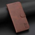 For iPhone 16 Pro Max Embossed Happy Cat Pattern Flip Leather Phone Case(Brown) - 2