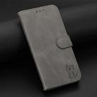 For iPhone 16 Pro Max Embossed Happy Cat Pattern Flip Leather Phone Case(Grey) - 2