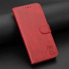 For iPhone 16 Embossed Happy Cat Pattern Flip Leather Phone Case(Red) - 2