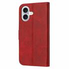 For iPhone 16 Embossed Happy Cat Pattern Flip Leather Phone Case(Red) - 3