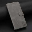 For iPhone 16 Embossed Happy Cat Pattern Flip Leather Phone Case(Grey) - 2