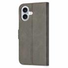 For iPhone 16 Embossed Happy Cat Pattern Flip Leather Phone Case(Grey) - 3