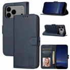 For iPhone 17 Pro Max Embossed Happy Cat Pattern Flip Leather Phone Case(Blue) - 1