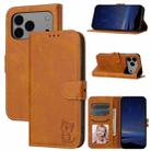 For iPhone 17 Pro Max Embossed Happy Cat Pattern Flip Leather Phone Case(Yellow) - 1