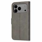 For iPhone 17 Pro Max Embossed Happy Cat Pattern Flip Leather Phone Case(Grey) - 3