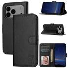 For iPhone 17 Pro Max Embossed Happy Cat Pattern Flip Leather Phone Case(Black) - 1