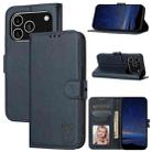 For iPhone 17 Pro Embossed Happy Cat Pattern Flip Leather Phone Case(Blue) - 1
