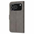 For iPhone 17 Pro Embossed Happy Cat Pattern Flip Leather Phone Case(Grey) - 3