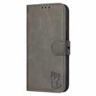 For iPhone 17 Air Embossed Happy Cat Pattern Flip Leather Phone Case(Grey) - 2