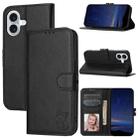 For iPhone 17 Embossed Happy Cat Pattern Flip Leather Phone Case(Black) - 1