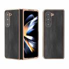 For Samsung Galaxy Z Fold5 Nano Plating Cowhide Texture PU Phone Case(Black) - 1