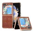 For Samsung Galaxy Z Flip5 Nano Plating Weave Plaid Texture PU Phone Case(Brown) - 1