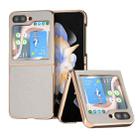 For Samsung Galaxy Z Flip5 Waves Series Nano Electroplating Genuine Leather Phone Case(Grey) - 1