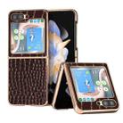 For Samsung Galaxy Z Flip5 Crocodile Texture Genuine Leather Nano Electroplating Phone Case(Coffee) - 1