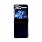 For Samsung Galaxy Z Flip5 Metallic Painting Leather Texture Phone Case(Black) - 1