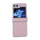 For Samsung Galaxy Z Flip5 Metallic Painting Leather Texture Phone Case(Pink) - 1