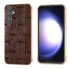 For Samsung Galaxy Z Flip5 Nano Electroplate Mahjong Texture Leather Phone Case(Brown) - 1