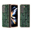 For Samsung Galaxy Z Fold5 Nano Electroplate Mahjong Texture Leather Phone Case(Green) - 1