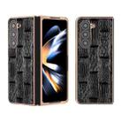 For Samsung Galaxy Z Fold5 Nano Electroplate Mahjong Texture Leather Phone Case(Black) - 1