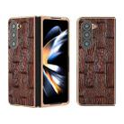 For Samsung Galaxy Z Fold5 Nano Electroplate Mahjong Texture Leather Phone Case(Brown) - 1