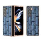 For Samsung Galaxy Z Fold5 Nano Electroplate Mahjong Texture Leather Phone Case(Blue) - 1